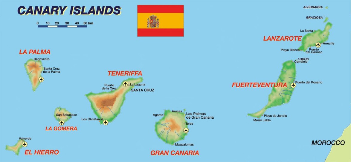 spedizioni pacchi canarie Mappa-delle-isole-Canarie